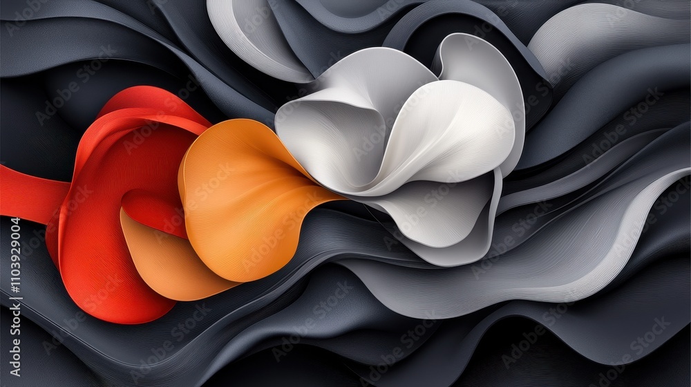 Poster abstract waves of flowing colors in smooth curves and textured depths