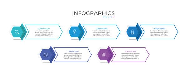 Presentation business infographic template with 5 options. Vector illustration.
