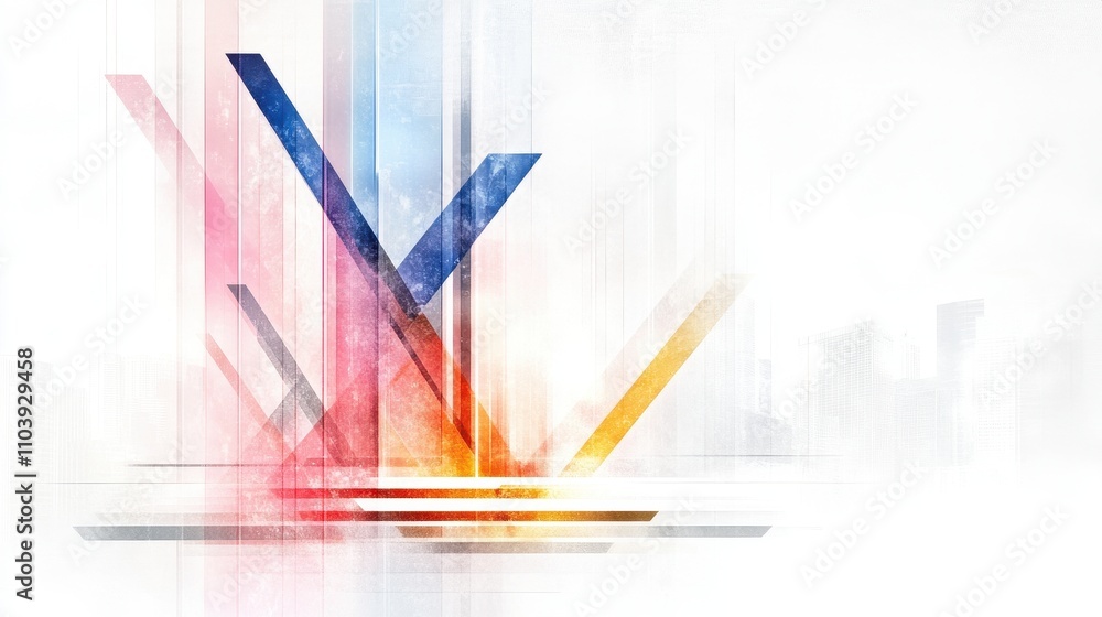Poster abstract vibrant geometric shapes in colorful design with soft background effects