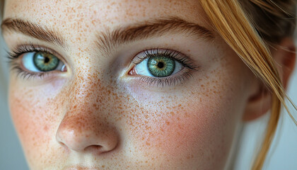 Fototapeta premium Blond hair girl staring at camera with innocence generated by AI