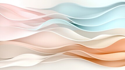 Obraz premium Soft Flowing Abstract Waves in Pastel Shades of Pink, Blue, and Cream