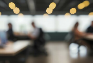 Blurred office teamwork. Abstract image of a busy office, conveying collaboration and productivity.  Suggests a dynamic work environment.