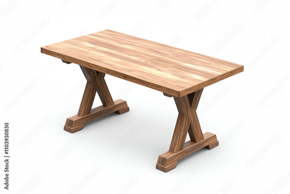 Aufkleber a wooden table with a cross design on it. the table is empty and sits on a white background