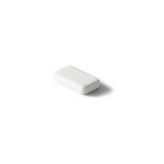 A minimalist white object, likely a soap or a similar product, resting on a light background.