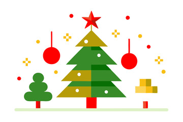 Christmas-themed digital illustration with festive icons and ornaments