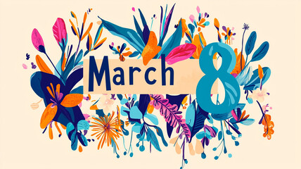 Fototapeta premium International Women's Day Celebration: Honoring Women’s Achievements, Empowering Females, and Promoting Gender Equality with Flowers, Love, and Appreciation on March 8th.