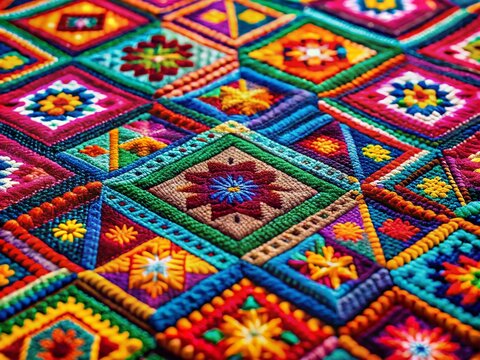 Vibrant Mexican Pattern Design with Unique Geometric Shapes and Colors, Perfect for Textiles and Backgrounds in High Resolution JPG, CS6 AI, and Illustrator EPS 10 Formats