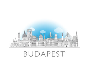 Obraz premium Budapest skyline cityscape vector illustration