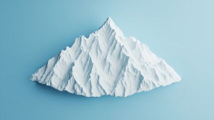 Serene Snow Capped Peak, A minimalist view of majestic, icy mountain range against a calm blue backdrop.