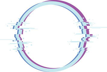Obraz premium A blurry, pixelated circle with a blue and pink border