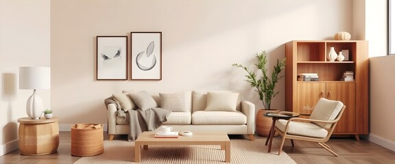 Minimalist Living Room: Neutral Tones, Simple Decor, and Natural Light Create a Cozy and Inviting Space.