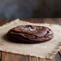 Salted Chocolate Cookie on Burlap Placemat