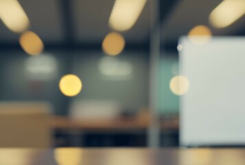 Blurred office space interior. Abstract office background conveying calm productivity and modern workspace vibes.  Suggests innovative thinking.