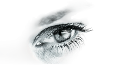 Close-Up of Tearful Happy Eyes Isolated on Transparent Background PNG.