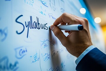 Hand Writing Syllabus on Whiteboard