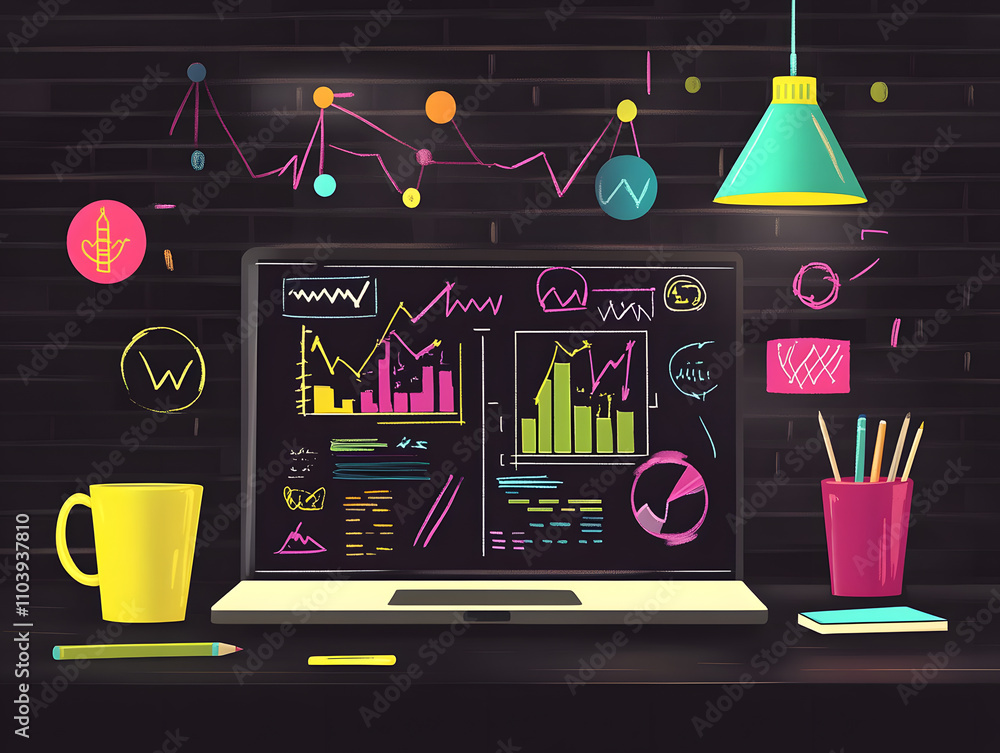 Poster data analysis display home office digital visualization modern workspace overview insights for effec