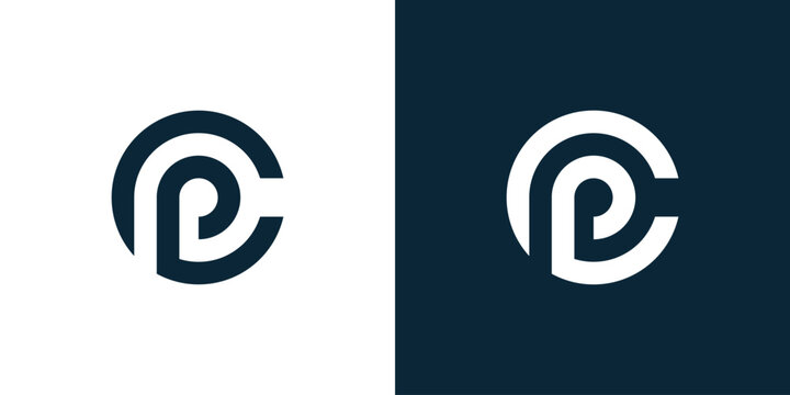 P and C letter combination logo in circle, P C circle logo