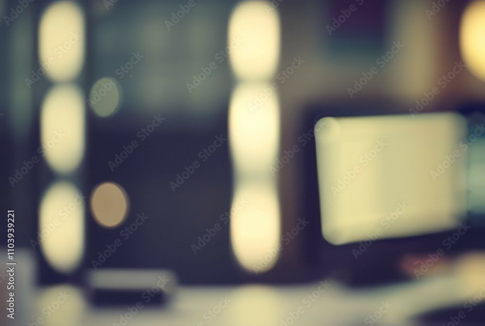 Aufkleber blurred office lights screen. abstract image of a computer screen and soft lights conveying a calm a