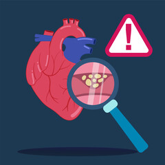 Heart Health Risk Concept with Atherosclerosis Warning