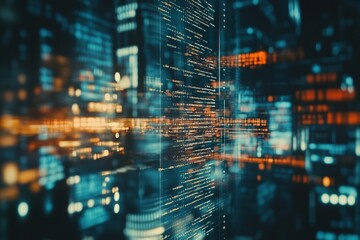 Abstract technology background featuring programming code and software development imagery