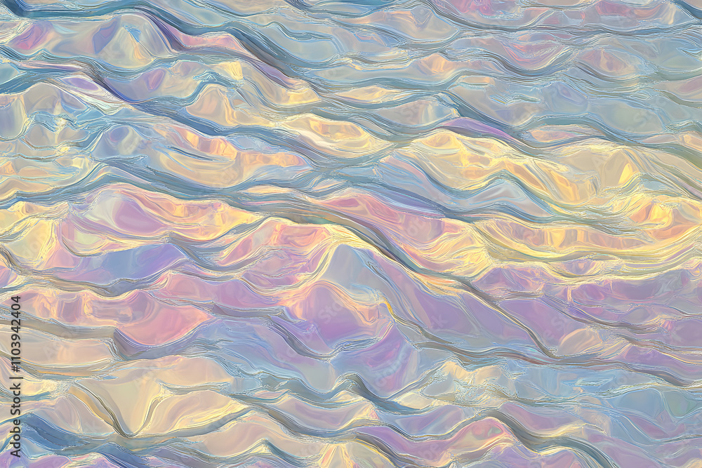 Poster fluid waves of color abstract art digital creation serene environment close-up view nature-inspired 
