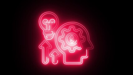 glowing neon proactive icon isolated on black background. HD video motion graphic animation