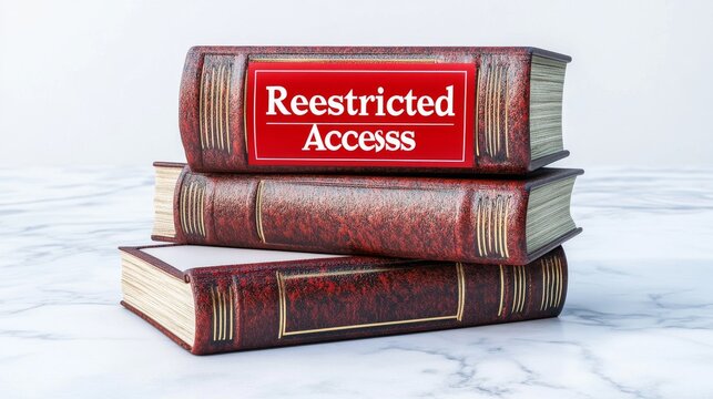 A stack of books with a prominent "Restricted Access" label, suggesting limited availability of the information contained within.