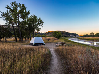 Campsite in Cottonwood Campground in Theordore Roosevelt National Park in North Dakota