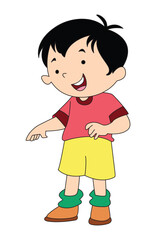  cute boy pointing isolated on white background