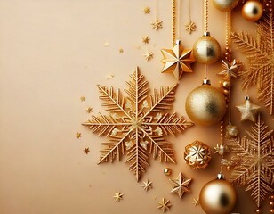 fond noel beige avec décorationsa