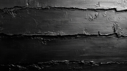 Obraz premium textured black wood surface with deep grooves and layers, creating dramatic and artistic appearance. Ideal for backgrounds or design elements