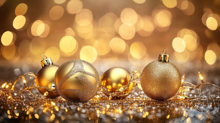 Golden Christmas Lights Bokeh
