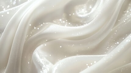 soft white fabric with subtle glitter and sparkle effects