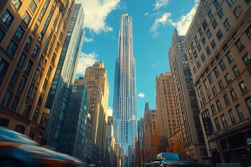 New York City Golden Hour Anonymous Suit, High-Rise Back View