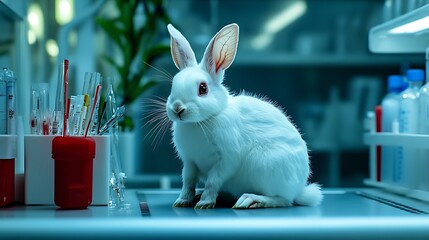 White Rabbit in a Modern Laboratory Setting AI Generated