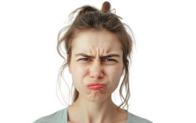 Person Showing a Smirk and Raised Eyebrow Isolated on Transparent Background PNG.