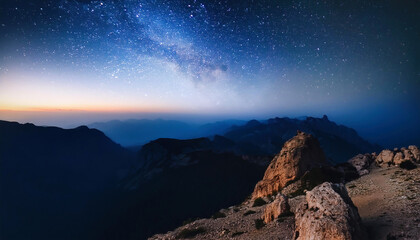 Obraz premium Night sky over the mountains, generative ai