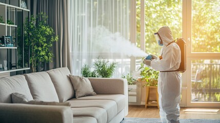 Disinfecting a home indoor environment health and safety modern living room professional action cleanliness assurance
