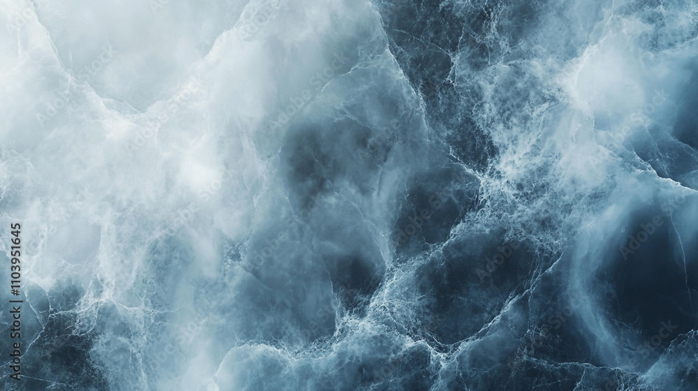 Poster water texture with translucent waves and intricate patterns in aquatic blue hues