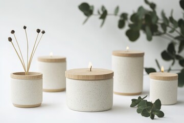 Eco friendly packaging  natural decorative elements in sustainable container design photography