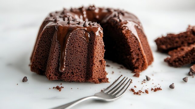 Delicious chocolate Bundt cake with glossy glaze and chocolate chips invites warm birthday celebrations