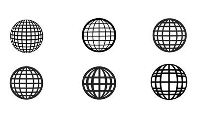 Globe icon set. Planet Earth, world map in different variations. Vector illustration