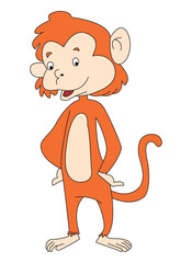 Obraz premium Cute monkey cartoon vector illustration