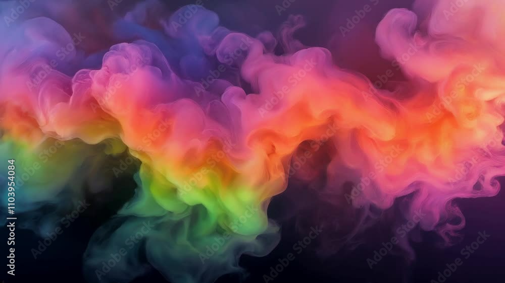 Poster multi-colored smoke spreads in clouds in motion. stylish and universal abstract background