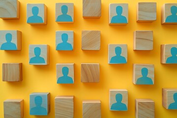 Organized Corporate Team Top View Wood Texture Blocks