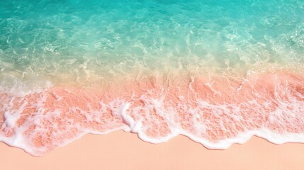 Fototapeta premium Pink sand and turquoise water create a stunning coastal view at a tropical beach mockup, mock up, template, empty, for text, place, copyspace, copy space