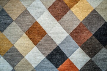 Fototapeta premium Vibrant Geometric Patterns in Earthy Tones: A Stunning Close-Up of Textured Fabric