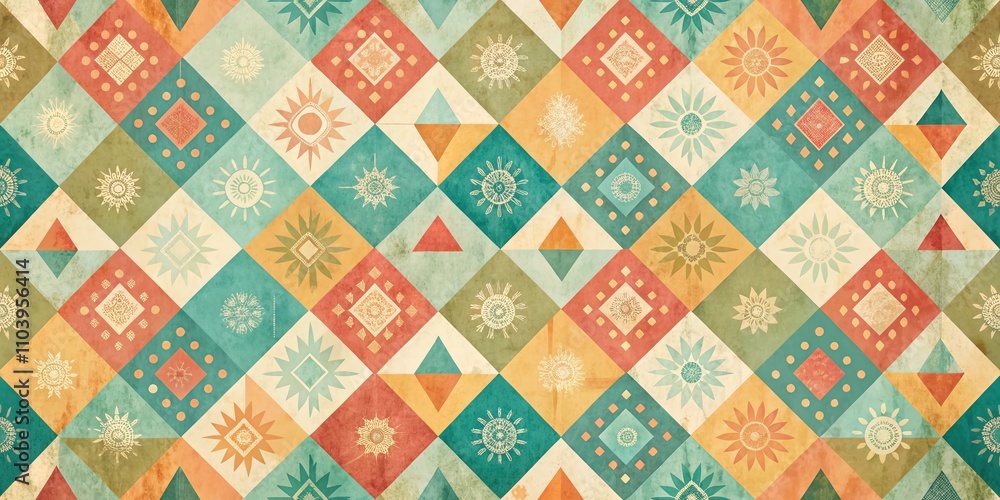 Poster vintage style abstract computer graphic background art wallpaper featuring soft hues and geometric p