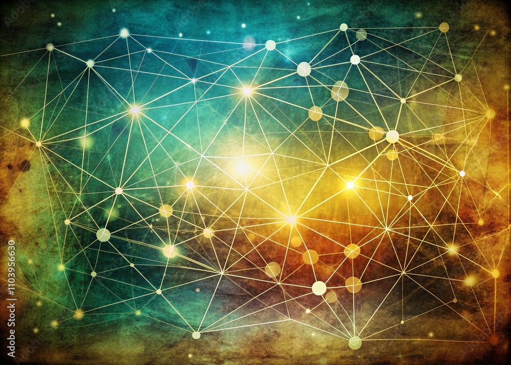 Poster vintage style abstract polygonal background for website header or banner - digital technology with c