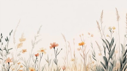 Fototapeta premium Watercolor Wildflowers: Delicate Floral Art Print